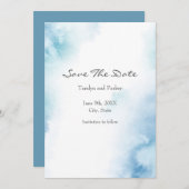 青ティール（緑がかった色）水彩抽象芸術枠 セーブザデート (正面/裏面)