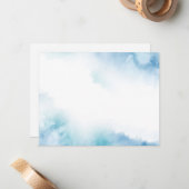 青ティール(緑がかった色)水彩抽象芸術枠 ノートカード (正面/裏面インサイチュ)