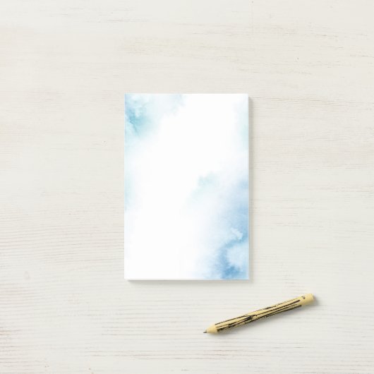 青ティール(緑がかった色)水彩抽象芸術枠 ポストイット (デスク上)