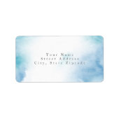 青ティール(緑がかった色)水彩抽象芸術枠 ラベル (正面)