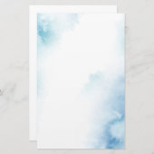 青ティール（緑がかった色）水彩抽象芸術枠 便箋 (正面/裏面)