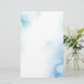 青ティール（緑がかった色）水彩抽象芸術枠 便箋 (スタンド正面)