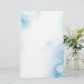 青ティール（緑がかった色）水彩抽象芸術枠 便箋 (スタンド正面)