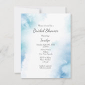 青ティール(緑がかった色)水彩抽象芸術枠 招待状 (正面)