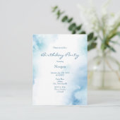 青ティール（緑がかった色）水彩抽象芸術枠 招待状 (スタンド正面)