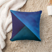 青ティール(緑がかった色)水色ブロック絵画ズ クッション (ブランケット)