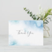 青ティール（緑がかった色）水色抽象芸術フレームサンキューカード サンキューカード (スタンド正面)