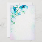 青ティール（緑がかった色）結婚緑花フローラ 招待状 (裏面)