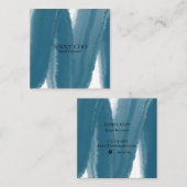 青ティール(緑がかった色)絵を描イストライプクのブラシストローク水 スクエア名刺 (正面/裏面)