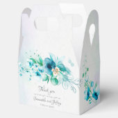 青ティール（緑がかった色）緑花フローラ結婚式の引き出物箱 フェイバーボックス (オープン)