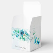 青ティール（緑がかった色）緑花フローラ結婚式の引き出物箱 フェイバーボックス (オープン)