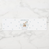 青テディベアのウォーターボトルラベル ペットボトルラベル (シングルラベル)