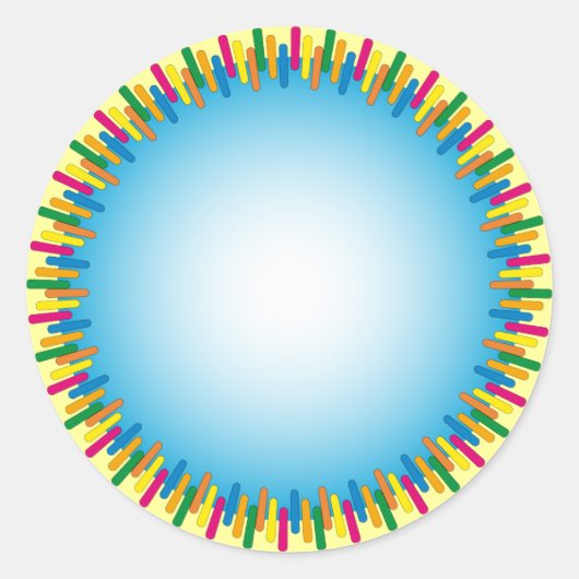 青デザイン(カラフル付き) ラウンドシール (正面)