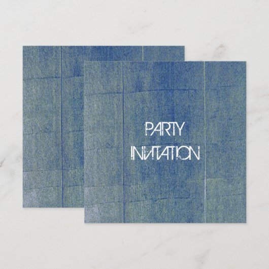 青デニム背景 招待状 (正面/裏面)