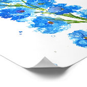 青デルフィニウムフローラ水色エレガント素朴 ポスター (角)