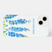 青デルフィニウムフローラ水色エレガント素朴 iPhoneケース (裏面横)