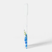 青デルフィニウムフローラ水色エレガント素朴 iPhoneケース (右側面)