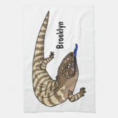 青トカゲ爬虫類漫画 キッチンタオル (縦)