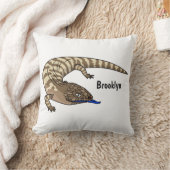 青トカゲ爬虫類漫画 クッション (ブランケット)