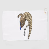 青トカゲ爬虫類漫画 ゴルフタオル (横)