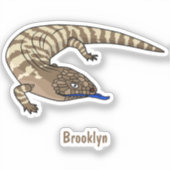 青トカゲ爬虫類漫画 シール (正面)