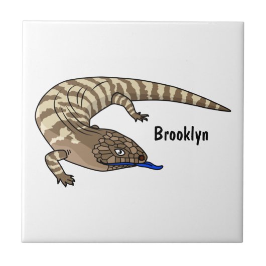 青トカゲ爬虫類漫画 タイル (正面)