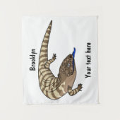 青トカゲ爬虫類漫画 タペストリー (正面)