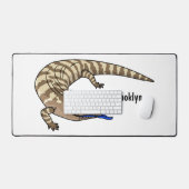 青トカゲ爬虫類漫画 デスクマット (キーボード&マウス)