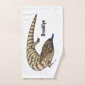 青トカゲ爬虫類漫画 バスタオルセット (ハンドタオル)