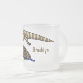 青トカゲ爬虫類漫画 フロストグラスマグカップ (正面右)