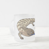青トカゲ爬虫類漫画 フロストグラスマグカップ (正面左)