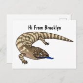 青トカゲ爬虫類漫画 ポストカード (正面/裏面)