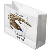 青トカゲ爬虫類漫画 ラージペーパーバッグ (正面アングル)