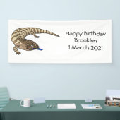 青トカゲ爬虫類漫画 横断幕 (トレードショー)