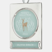 青トナカイの植物性エレガント繊細 シルバープレートバナーオーナメント (左)