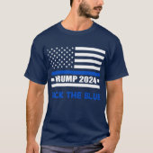 青トランプ2024薄い青い線のフラグを戻す Tシャツ (正面)