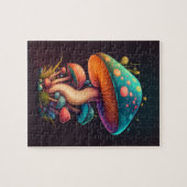 青トリップ(幻覚体験)のようなAmanita Muscariaフレキシブル写真磁石 ジグソーパズル (横)