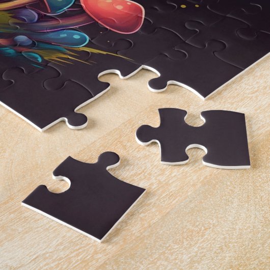 青トリップ(幻覚体験)のようなAmanita Muscariaフレキシブル写真磁石 ジグソーパズル (側面)