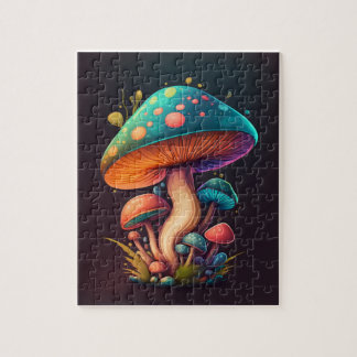 青トリップ(幻覚体験)のようなAmanita Muscariaフレキシブル写真磁石 ジグソーパズル