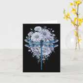 青トンボ水彩芸術の昆虫の恋人の地球 カード (黄色い花)