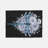 青トンボ水彩芸術の昆虫の恋人の地球 フリースブランケット (正面(横))