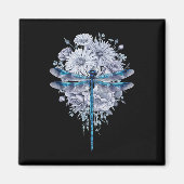 青トンボ水彩芸術の昆虫の恋人の地球 マグネット (正面)