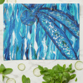 青トンボ絵画イ病 キッチンタオル (折り畳み)