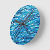 青トンボ絵画イ病 ラウンド壁時計 (傾斜)