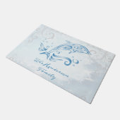 青ドルフィンパーソナライズされた書式 ドアマット (アングル)