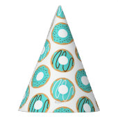 青ドーナツのパターン パーティーハット (左)