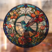 青ハミングバフェイクードステンドグラス鳥 ウィンドウサイン (シート2)