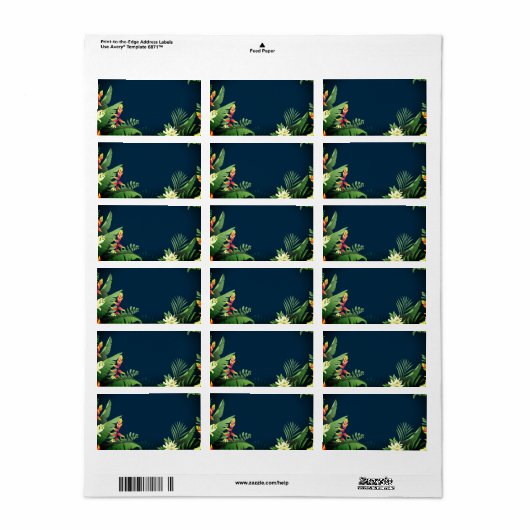 青ハワイアン熱帯花 ラベル (フルシート)