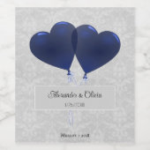 青ハートバルーン結婚のワインラベル ワインラベル (シングルラベル)