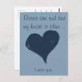 青ハート青 – 私は恋しく思君 ポストカード (正面/裏面)